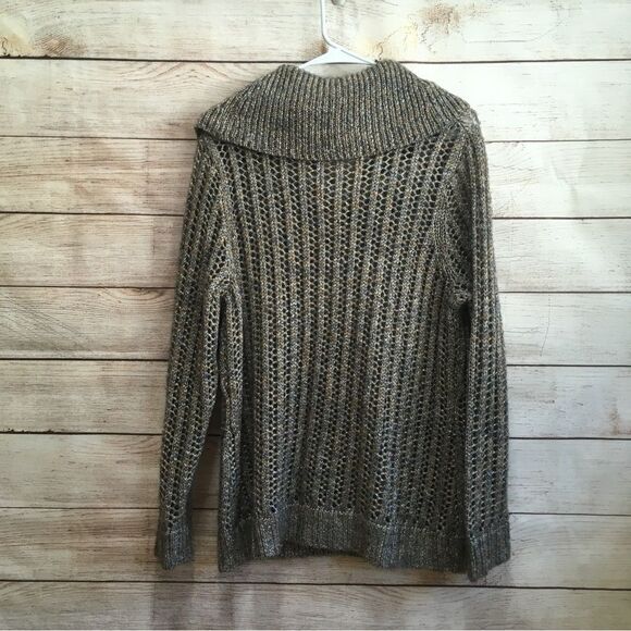 CHICOS WOOL BLEND COWL NECK SWEATER IN METALLIC - Picture 5 of 7